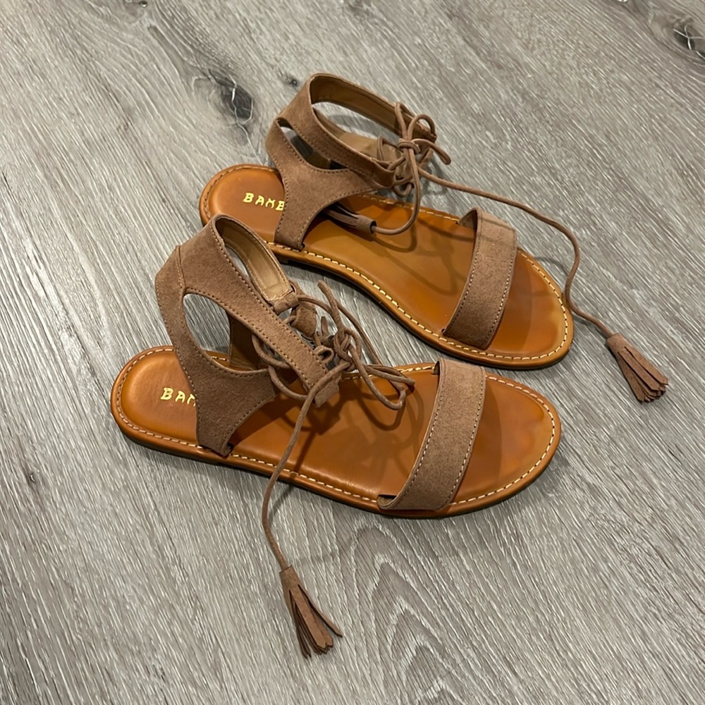 Bamboo corset lace up sandal